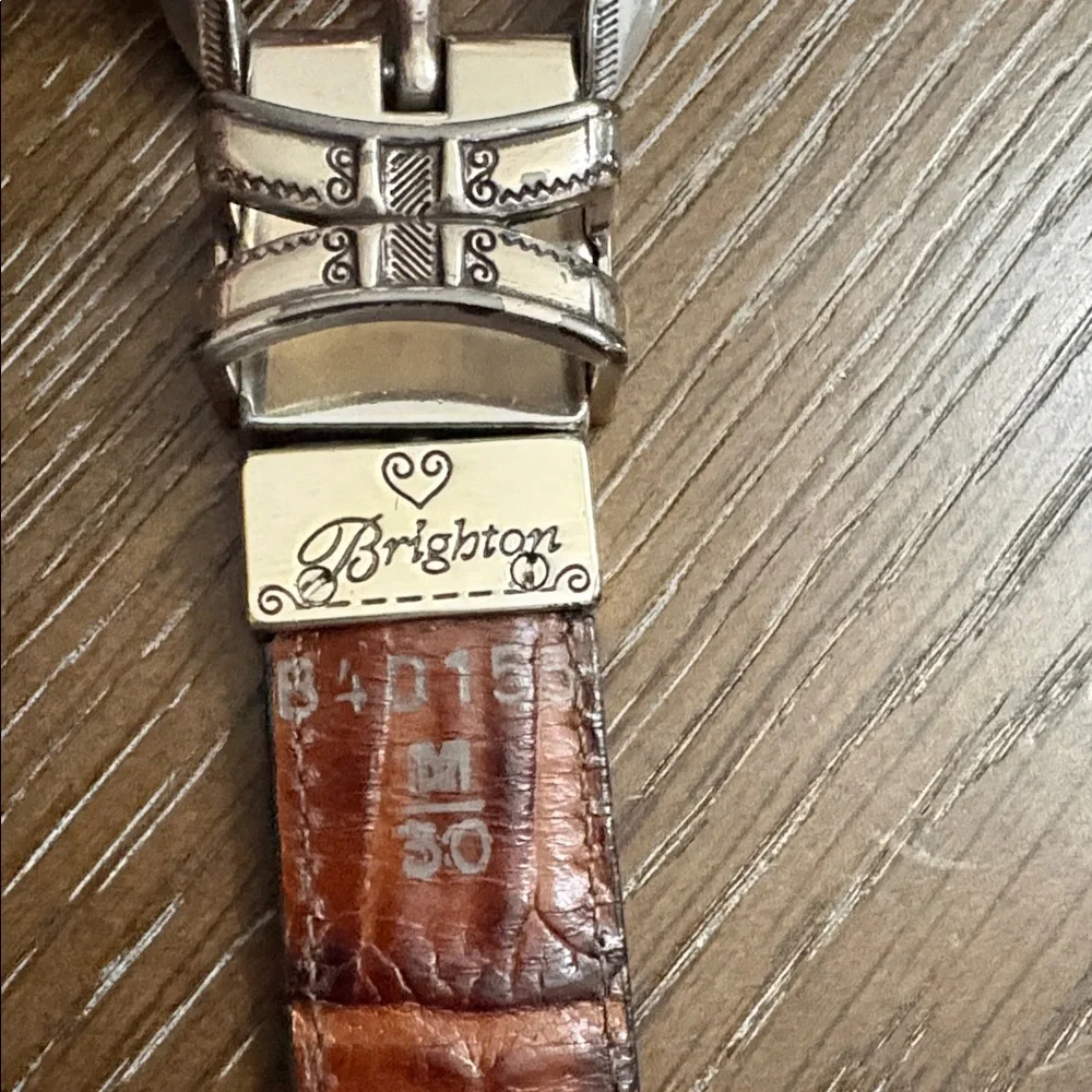 EUC Vintage Brighton black brown croc leather reversible twist belt Size M
